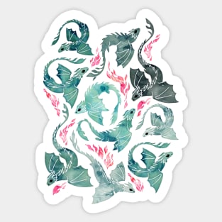 Dragon fire mint & grey Sticker